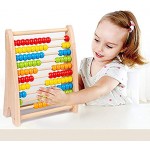 Jacootoys Hölzerne Abakus Zählrahmen Lernspielzeug Regenbogenperlen Mathe Spiele Montessori Geschenke für Kinder 3 Jahre alte Jungen Mädchen