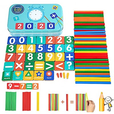 Sunshine smile Montessori Mathe Spielzeug,Mathematisches Spielzeug Holz,Mathe Spielzeug Rechenstäbchen,Zahlenlernspiel Pädagogisches Mathe-Spielzeug für Kinder 3 4 5