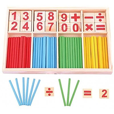 UKD PULABO Bunte Holz Anzahl Zählen Sticks Mathe Spiel Stangen Mathematik Lernen Lernspielzeug Intelligenz Stick mit Box für Kleinkinder Kinder Kinder Langlebig und nützlich