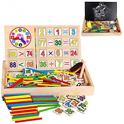 ZoneYan Mathe Spielzeug Kinder Montessori Spielzeug Montessori Mathematik Montessori Mathe Spielzeug 100 Stück Zählstäbchen Holz Grundschule Multifunktions Lernset