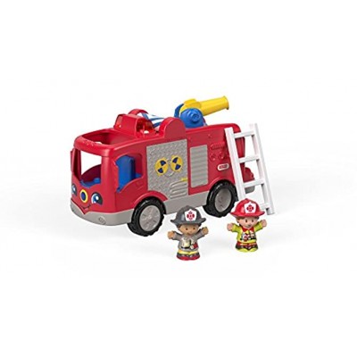 Fisher-Price FPV31 Little People Feurwehrspielset Feuerwehrwagen und 2 Puppen Geräusche Sätze und Lieder Spielzeug ab 1 Jahr