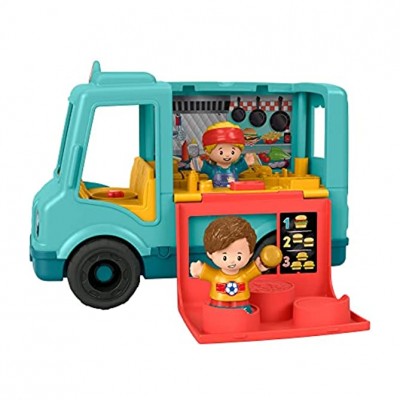 Fisher-Price GYF59 Little People Burger Truck – deutsche Version Musikspielzeug zum Anschieben mit Figuren Spielzeug für Kleinkinder und Vorschulkinder von 1 bis 5 Jahren