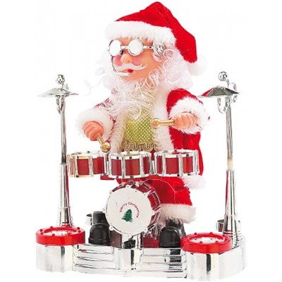 infactory Nikolaus: Singender Schlagzeuger-Weihnachtsmann mit LED-Lichtershow Santa Claus