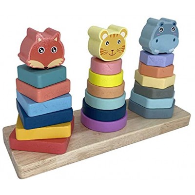 KanCai Dreisäulenturm Holzform Sortierspielzeug Pädagogische sensorische passende Bausteine Spielzeug Entwicklung Sortieren Stapeln Spielzeug für Babys