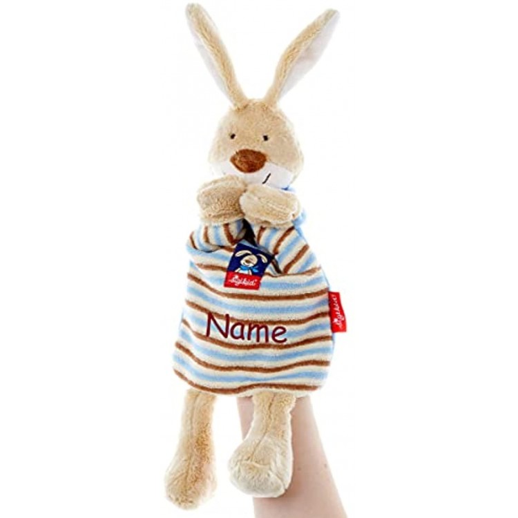 Sigikid Handpuppe-Schnuffeltuch Hase Semmel Bunny mit Namen Bestickt Baby & Kinder Schmusetuch Kuscheltuch personalisiert Kasperlepuppe für Junge Mädchen zur Geburt Taufe Weihnachten