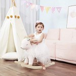 DIAOD Baby-Schaukelpferd aus Holz Echtholz Aufsitz-Plüsch-Rocker Plüsch Schaukeltiere Kind-Fahrt auf Spielzeug Spielzeug Schaukelpferd for Girl & Boy Color : A