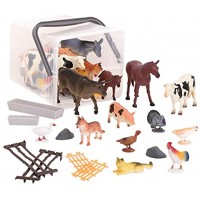 Terra 60-teilig Tierfiguren Sammlung Bauernhoftiere Spielzeug Set – Kühe Schweine Hühner Pferde Hunde Katzen und mehr – Spielzeug ab 3 Jahren