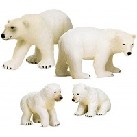 Terra Eisbär Familie Tiere Figuren – 2 große Eisbären und 2 Babys – Tierfiguren Spielzeug für Kinder ab 3 Jahren 4 Teile