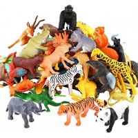 Tierfiguren 54 Stücke Mini-Spielzeugset von Dschungel-Tieren Tierwelt lebensechte Wildtiere Lernstoffe Partyzubehör Spielzeuge für Jungs und Kinder Playset von Tieren im Wald und kleinen Farm