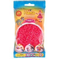 Hama Perlen 207-32 Bügelperlen Beutel mit ca. 1.000 Midi Bastelperlen mit Durchmesser 5 mm in Neon Pink kreativer Bastelspaß für Groß und Klein