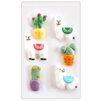 Dekora 230048 Cupcake und Tortendeko Essbar | 6 Mini Icing Zuckerfiguren mit Lamas und Kakteen Mehrfarbig