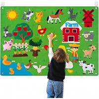 Farm Animals Filz Story Board Set für Kinder 3,5 Fuß 38Pcs Educational Farmyard Interaktives Geschichtenerzählen Flanell Board Vorschulhaustiere Früherziehung Spielset für Geburtstagsgeschenk