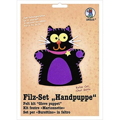 Ursus 39560019 Filzset Handpuppe Katze ca. 20 cm zum Basteln von lustigen Figuren ideal für die ersten Nähversuche und als kleines Geschenk