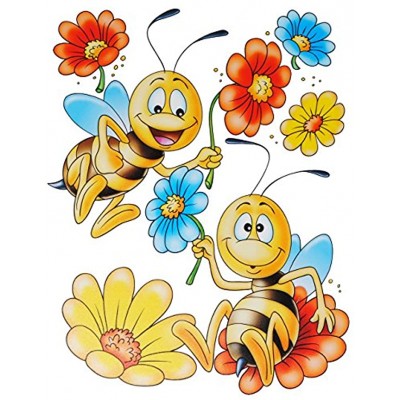 alles-meine.de GmbH 1 Bogen: Fensterbild  lustige Tiere  statisch haftend Frosch Blumen Bienen Schmetterling Sticker Fenstersticker z.B. für Fenster und Spiegel..