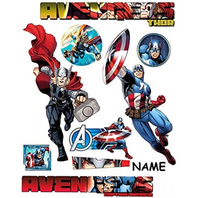 alles-meine.de GmbH 9 TLG. Set _ XL Fensterbilder _  Avengers Thor & Captain America  incl. Name Sticker Fenstersticker Aufkleber selbstklebend + wiederverwendbar 68 ..