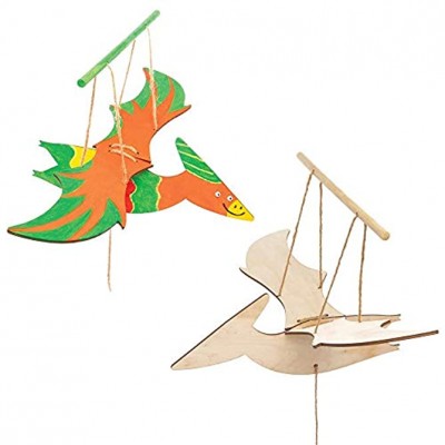 Baker Ross Bastelsets Holzfiguren"Dinosaurier" aus Holz für Kunst- und Bastelprojekte für Kinder 3 Stück AT670