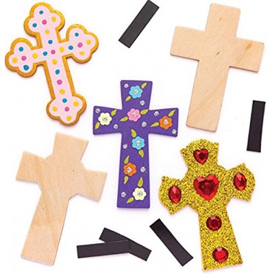 Baker Ross Holzmagneten „Kreuz“ 10 Stück – Bastelidee zu Ostern für Kinder zum Verzieren und als Dekoidee