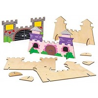 Baker Ross Märchenschlösser aus Holz zum Aufstellen 6 Stück – für Kinder zum Basteln und Gestalten