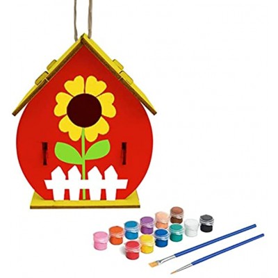 DIY Vogelhaus Kit für Kinder Holz Vogelhaus Kit Hängende Handwerk Vogelhaus Einfach zu montieren Malerei Holz Kunst Handwerk für Jungen Mädchen