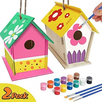 Kirsch Basteln für Kinder Alter 4-8 2Pack DIY Vogelhaus Kit Bauen und Malen Vogelhaus Holzkunst für Kleinkinder
