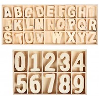 WOWOSS 180 Stück Holzbuchstaben und -nummern für die Basteldekoration 130 Holz-Großbuchstaben 50 Holzbastelnummern mit Holzkisten Naturholzalphabet und Zahlen für die Wanddekoration Kleinkind