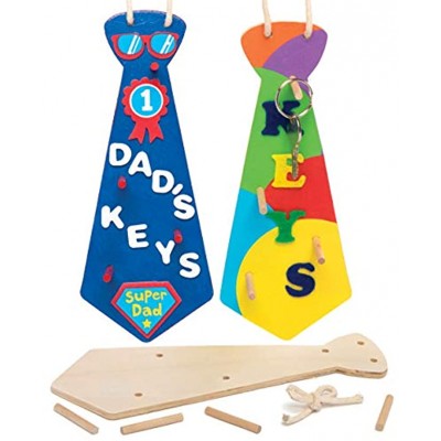 Baker Ross Holz-Schlüsselbretter „Krawatte“ zum Bemalen für Kinder toll als Geschenk zum Vatertag 3 Stück