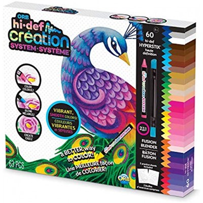 Boti 52737 Hi Def Creation System Malset mit 60 hochpigmentierten Kreiden in leuchtenden und kräftigen Farben Blender und 2 Malvorlagen für Künstler und Kinder ab 8 Jahren geeignet