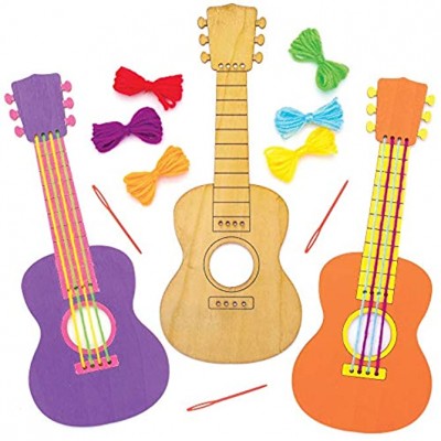 Baker Ross Bastelsets Gitarren-Bastelsets aus Holz für Kunsthandwerksprojekte für Kinder 3 Stück