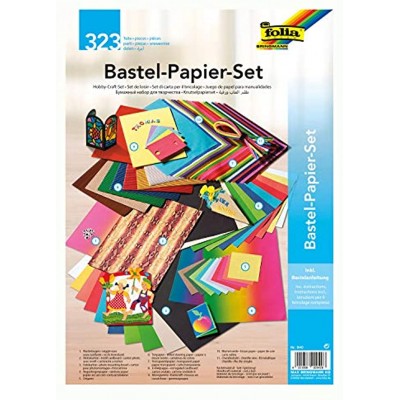 folia 940 Bastelpapier Set Ganzjahr 323 Teile Kreativset für Kinder und Erwachsene mit verschiedenen Bastelmaterialien