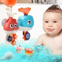 AmazeFun Badewannenspielzeug für Babys,Wale Octopus Trichter Badespielzeug Set 7-TLG.für Kinder Drehen Schwimmen und Spritzen zur Sensorischen und Motorischen Entwicklung von Baby 0 bis 3 Jahre alt