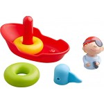 HABA 304906 Steckspiel Boot Wasserspielzeug für Kinder ab 18 Monaten mit 5 Teilen Piratenboot als Steckspiel für die Badewanne 14 cm für Kinder ab 1,5 Jahren