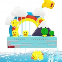 WONDERFORU Kinder Badespielzeug Baby Badewannenspielzeug mit Tasse Regenbogenbrücke mit Schwimmender Ente Wasserspielzeug Badewanne Geschenk für Baby ab 1 2 3 Jahr