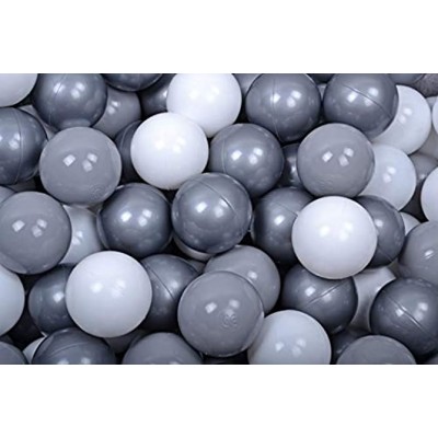 MeowBaby 50 ∅ 7Cm Kinder Bälle Spielbälle Für Bällebad Baby Plastikbälle Made In EU Weiß Grau Silber