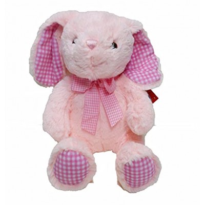 Süßes Baby-Mädchen-Kaninchen mit Details in rosa Vichy-Karo – Größe 25 cm