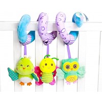 ECCHY Activity Spirale Spielzeug Plüsch Spirale mit Anhängern Spirale Cartoon Spielzeug zum Aufhängen an Kinderwagen Babyschale Kinderbett für Babys und Kleinkindern ab 0+ MonatenHimmel