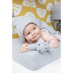 BO BABY'S ONLY Baby Rassel Nilpferd Babyspielzeug 0+ Monate Aus Holz Mit gestricktem Stofftier Grau