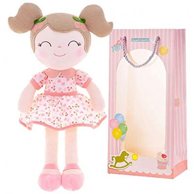 Gloveleya Stoffpuppe Mädchen Geschenke Baby Puppe Weiche Puppe Plüschpuppe rosa 36 cm mit Geschenk-Box